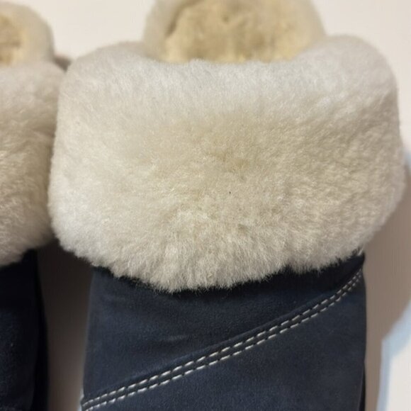Nuknuuk “Joy” navy blue suede slip-on slippers  size 9 - Picture 8 of 9
